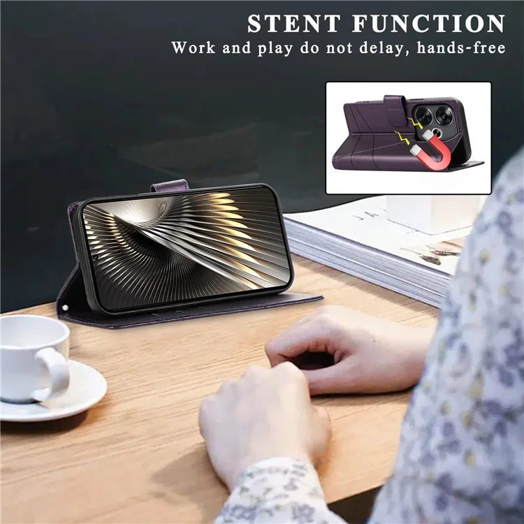 DF-06 For Xiaomi Redmi Turbo 3 5G / Poco F6 5G Wholesale Phone Case Line Imprint Leather Wallet Cover