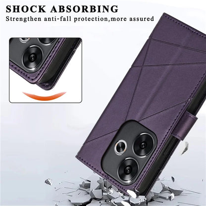 DF-06 For Xiaomi Redmi Turbo 3 5G / Poco F6 5G Wholesale Phone Case Line Imprint Leather Wallet Cover
