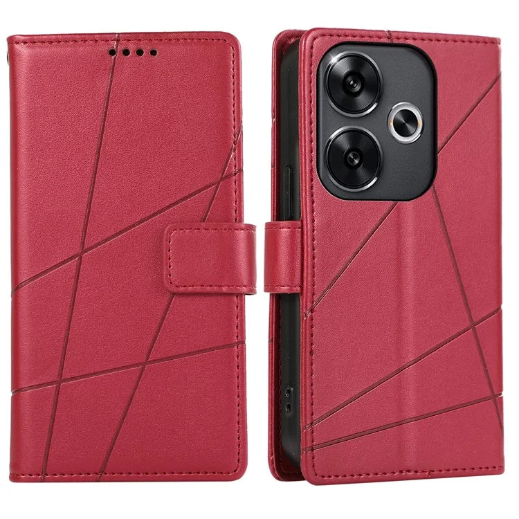 DF-06 For Xiaomi Redmi Turbo 3 5G / Poco F6 5G Wholesale Phone Case Line Imprint Leather Wallet Cover