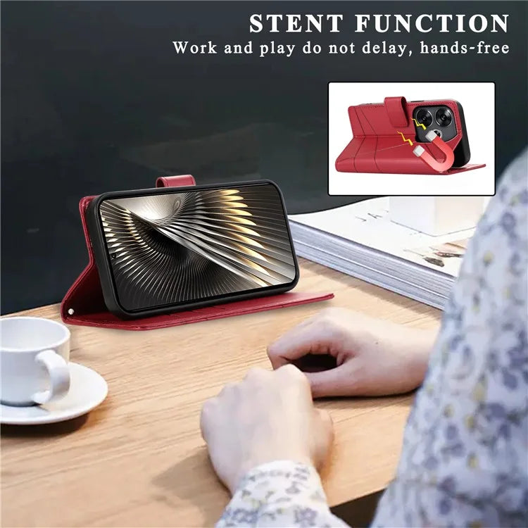 DF-06 For Xiaomi Redmi Turbo 3 5G / Poco F6 5G Wholesale Phone Case Line Imprint Leather Wallet Cover