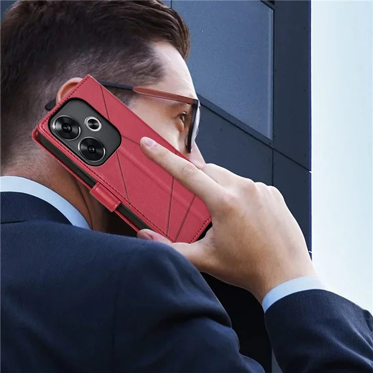 DF-06 For Xiaomi Redmi Turbo 3 5G / Poco F6 5G Wholesale Phone Case Line Imprint Leather Wallet Cover