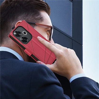 DF-06 For Xiaomi Redmi Turbo 3 5G / Poco F6 5G Wholesale Phone Case Line Imprint Leather Wallet Cover