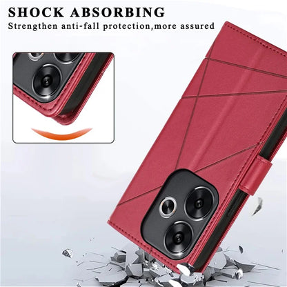 DF-06 For Xiaomi Redmi Turbo 3 5G / Poco F6 5G Wholesale Phone Case Line Imprint Leather Wallet Cover