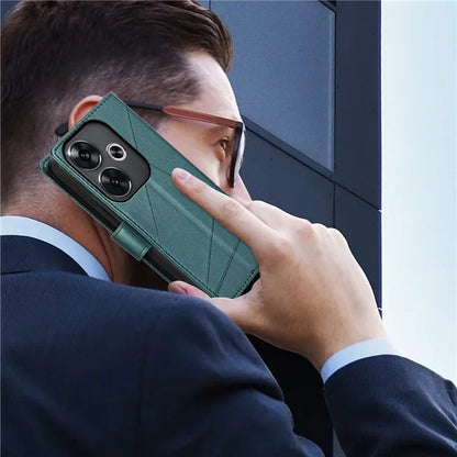 DF-06 For Xiaomi Redmi Turbo 3 5G / Poco F6 5G Wholesale Phone Case Line Imprint Leather Wallet Cover