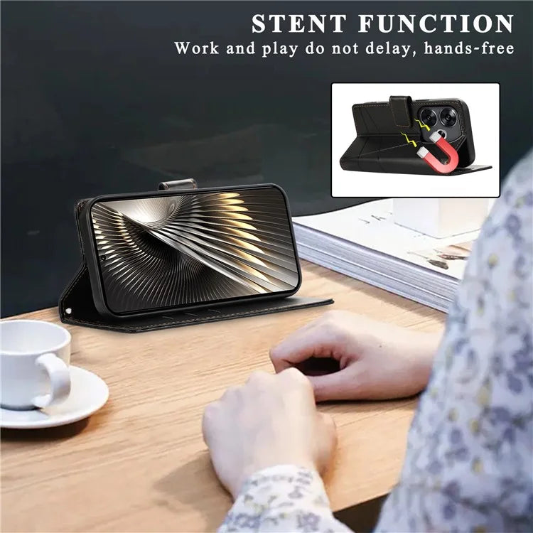 DF-06 For Xiaomi Redmi Turbo 3 5G / Poco F6 5G Wholesale Phone Case Line Imprint Leather Wallet Cover