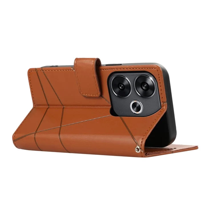 DF-06 For Xiaomi Redmi Turbo 3 5G / Poco F6 5G Wholesale Phone Case Line Imprint Leather Wallet Cover