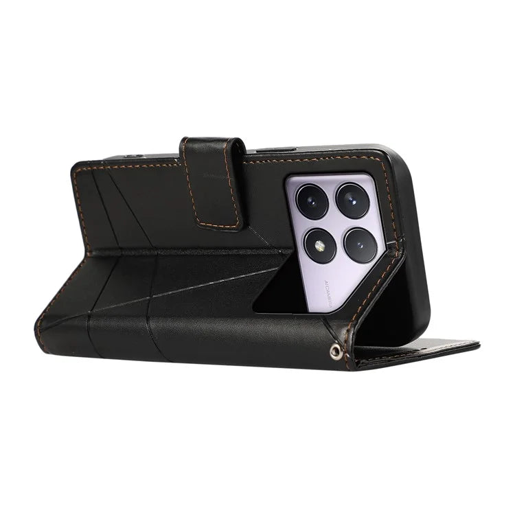 DF-06 For Xiaomi Poco F6 Pro 5G / Redmi K70 5G / K70 Pro 5G Phone Case Line Imprint Leather Wallet Cover