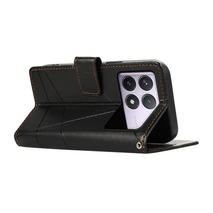 DF-06 For Xiaomi Poco F6 Pro 5G / Redmi K70 5G / K70 Pro 5G Phone Case Line Imprint Leather Wallet Cover