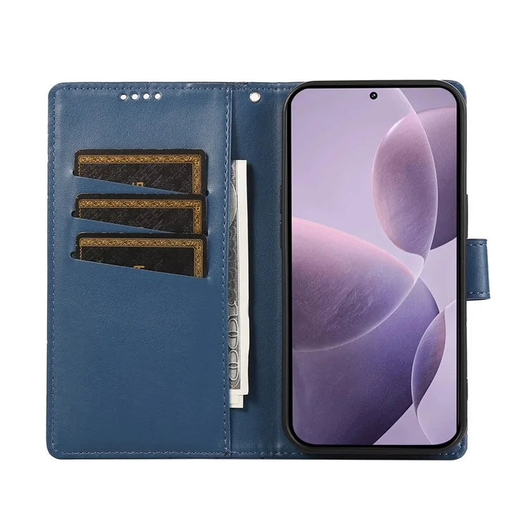 DF-06 For Xiaomi Poco F6 Pro 5G / Redmi K70 5G / K70 Pro 5G Phone Case Line Imprint Leather Wallet Cover