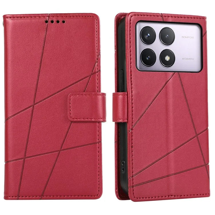 DF-06 For Xiaomi Poco F6 Pro 5G / Redmi K70 5G / K70 Pro 5G Phone Case Line Imprint Leather Wallet Cover