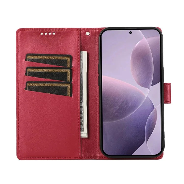 DF-06 For Xiaomi Poco F6 Pro 5G / Redmi K70 5G / K70 Pro 5G Phone Case Line Imprint Leather Wallet Cover