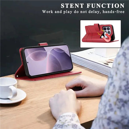 DF-06 For Xiaomi Poco F6 Pro 5G / Redmi K70 5G / K70 Pro 5G Phone Case Line Imprint Leather Wallet Cover