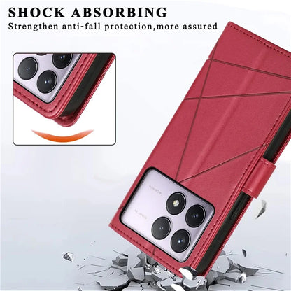 DF-06 For Xiaomi Poco F6 Pro 5G / Redmi K70 5G / K70 Pro 5G Phone Case Line Imprint Leather Wallet Cover