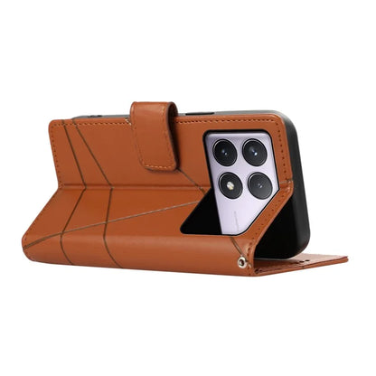 DF-06 For Xiaomi Poco F6 Pro 5G / Redmi K70 5G / K70 Pro 5G Phone Case Line Imprint Leather Wallet Cover