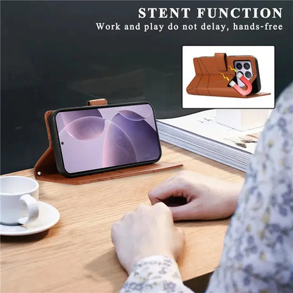 DF-06 For Xiaomi Poco F6 Pro 5G / Redmi K70 5G / K70 Pro 5G Phone Case Line Imprint Leather Wallet Cover
