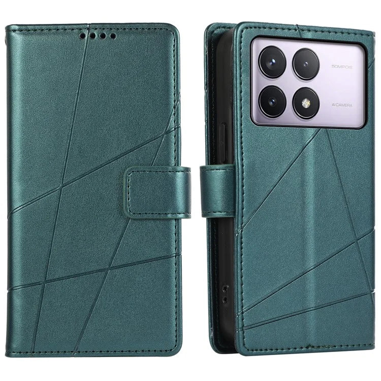 DF-06 For Xiaomi Poco F6 Pro 5G / Redmi K70 5G / K70 Pro 5G Phone Case Line Imprint Leather Wallet Cover