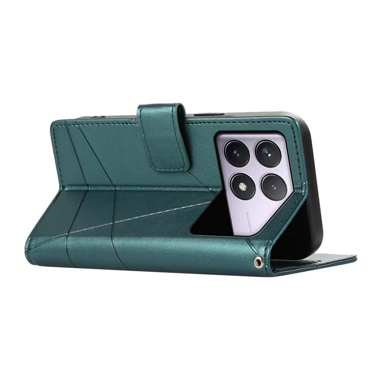 DF-06 For Xiaomi Poco F6 Pro 5G / Redmi K70 5G / K70 Pro 5G Phone Case Line Imprint Leather Wallet Cover