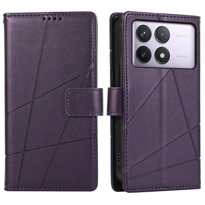 DF-06 For Xiaomi Poco F6 Pro 5G / Redmi K70 5G / K70 Pro 5G Phone Case Line Imprint Leather Wallet Cover