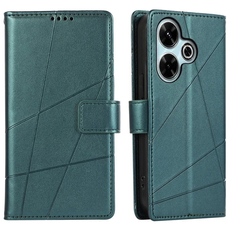 DF-06 For Xiaomi Redmi 13 4G / 5G / Note 13R 5G / Poco M6 4G Phone Case Leather Wallet Cover Line Imprint