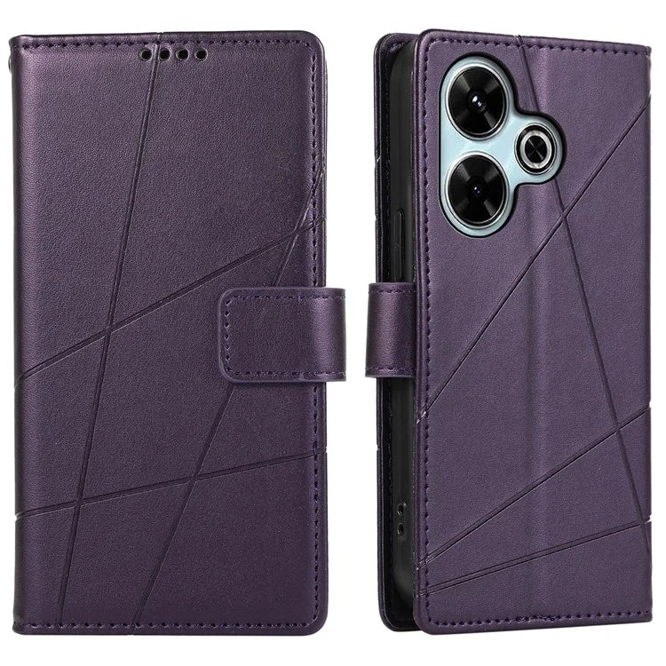 DF-06 For Xiaomi Redmi 13 4G / 5G / Note 13R 5G / Poco M6 4G Phone Case Leather Wallet Cover Line Imprint