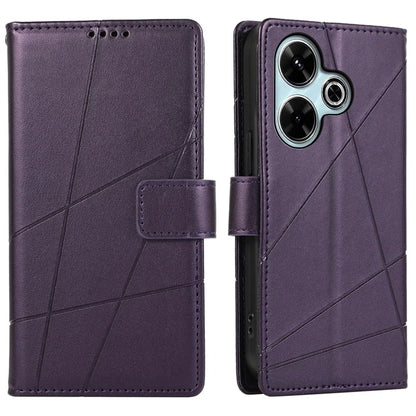 DF-06 For Xiaomi Redmi 13 4G / 5G / Note 13R 5G / Poco M6 4G Phone Case Leather Wallet Cover Line Imprint