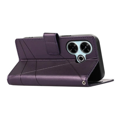 DF-06 For Xiaomi Redmi 13 4G / 5G / Note 13R 5G / Poco M6 4G Phone Case Leather Wallet Cover Line Imprint