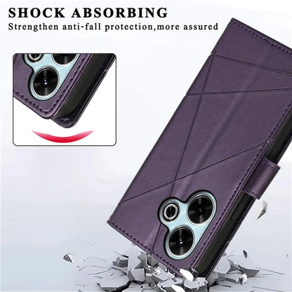 DF-06 For Xiaomi Redmi 13 4G / 5G / Note 13R 5G / Poco M6 4G Phone Case Leather Wallet Cover Line Imprint