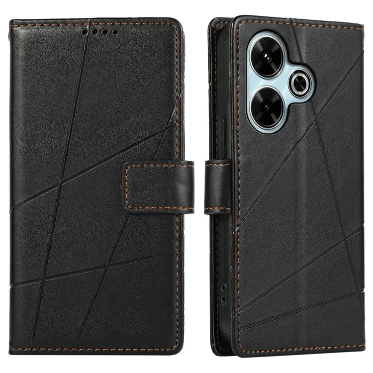 DF-06 For Xiaomi Redmi 13 4G / 5G / Note 13R 5G / Poco M6 4G Phone Case Leather Wallet Cover Line Imprint
