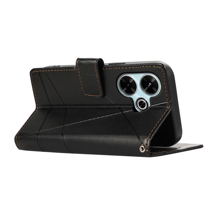 DF-06 For Xiaomi Redmi 13 4G / 5G / Note 13R 5G / Poco M6 4G Phone Case Leather Wallet Cover Line Imprint