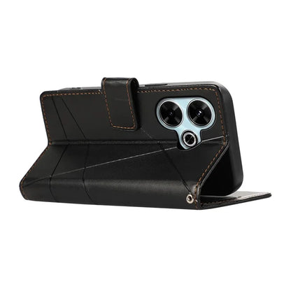 DF-06 For Xiaomi Redmi 13 4G / 5G / Note 13R 5G / Poco M6 4G Phone Case Leather Wallet Cover Line Imprint