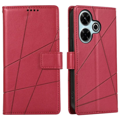 DF-06 For Xiaomi Redmi 13 4G / 5G / Note 13R 5G / Poco M6 4G Phone Case Leather Wallet Cover Line Imprint