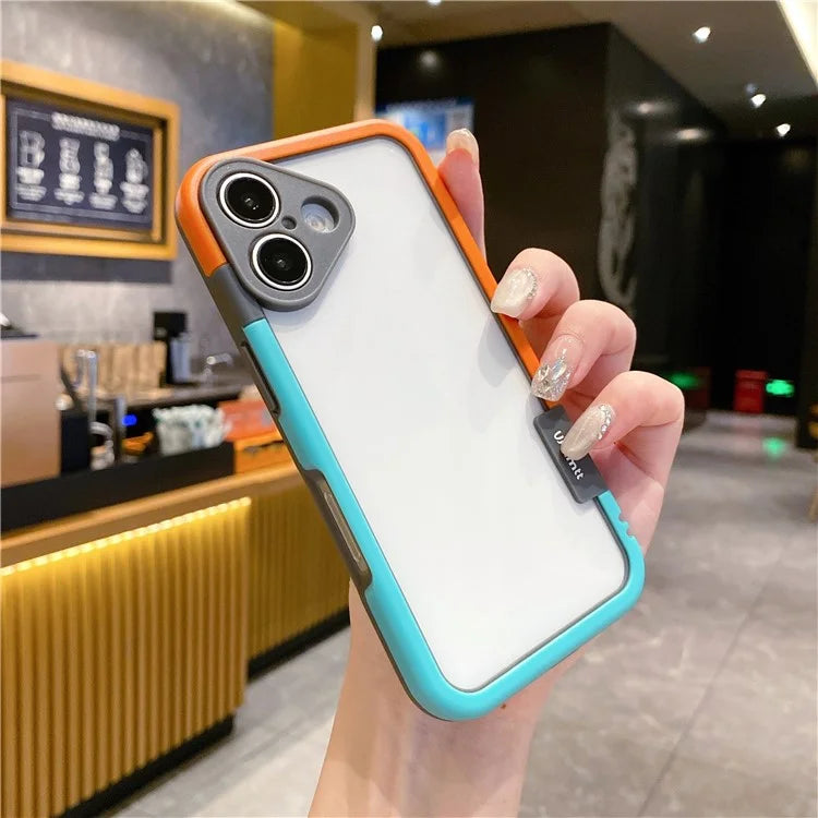 WOLMTT For iPhone 16 Plus Case PC+TPU Transparent Phone Cover Dual Color Frame Aesthetic Design