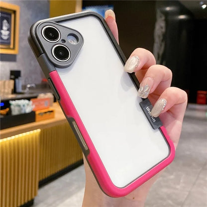 WOLMTT For iPhone 16 Plus Case PC+TPU Transparent Phone Cover Dual Color Frame Aesthetic Design