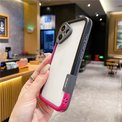 WOLMTT For iPhone 16 Plus Case PC+TPU Transparent Phone Cover Dual Color Frame Aesthetic Design