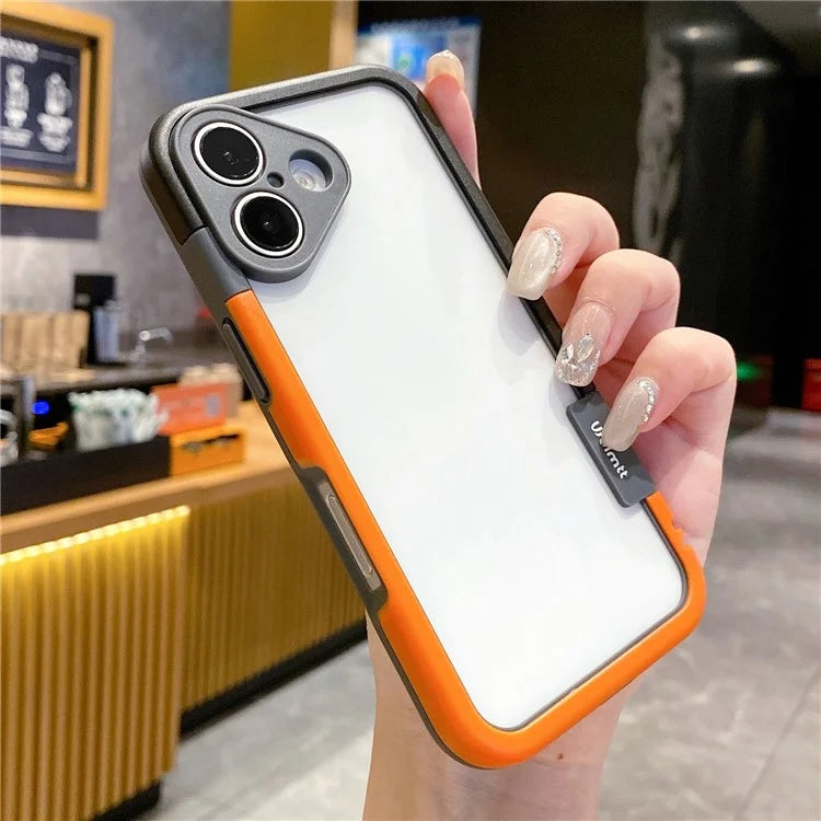 WOLMTT For iPhone 16 Plus Case PC+TPU Transparent Phone Cover Dual Color Frame Aesthetic Design