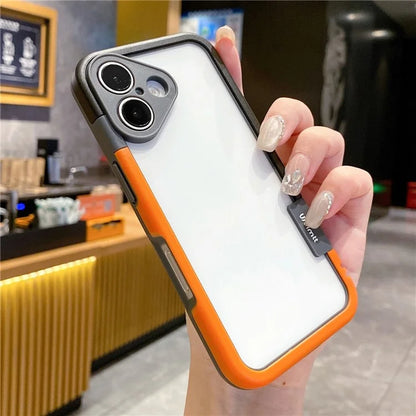 WOLMTT For iPhone 16 Plus Case PC+TPU Transparent Phone Cover Dual Color Frame Aesthetic Design
