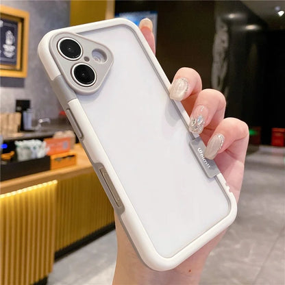 WOLMTT For iPhone 16 Plus Case PC+TPU Transparent Phone Cover Dual Color Frame Aesthetic Design