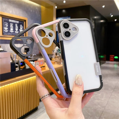 WOLMTT For iPhone 16 Plus Case PC+TPU Transparent Phone Cover Dual Color Frame Aesthetic Design