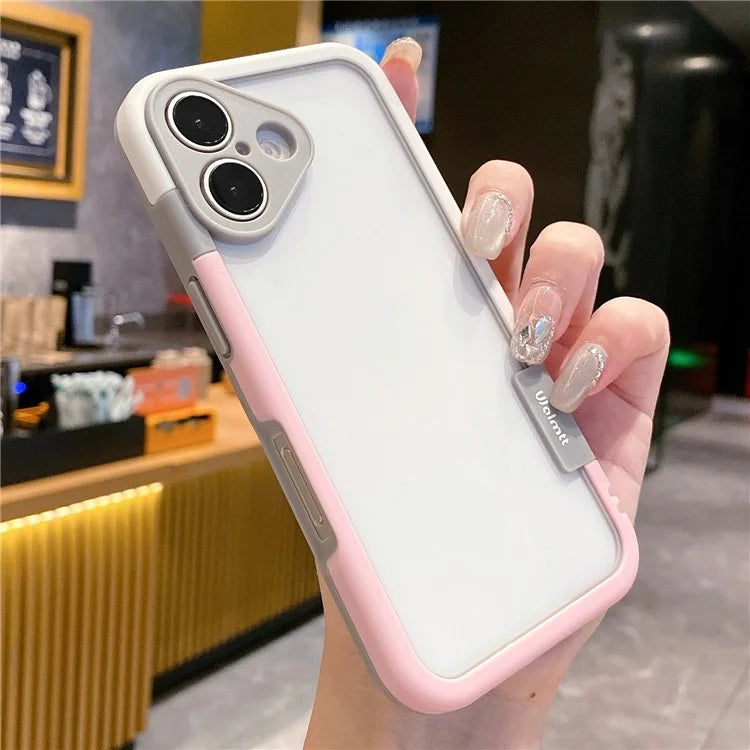 WOLMTT For iPhone 16 Plus Case PC+TPU Transparent Phone Cover Dual Color Frame Aesthetic Design