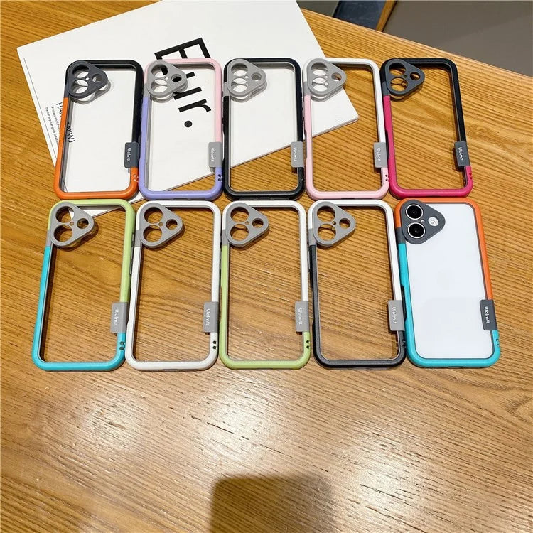 WOLMTT For iPhone 16 Plus Case PC+TPU Transparent Phone Cover Dual Color Frame Aesthetic Design