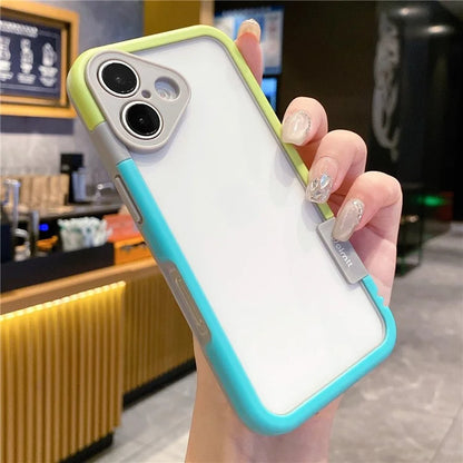 WOLMTT For iPhone 16 Plus Case PC+TPU Transparent Phone Cover Dual Color Frame Aesthetic Design