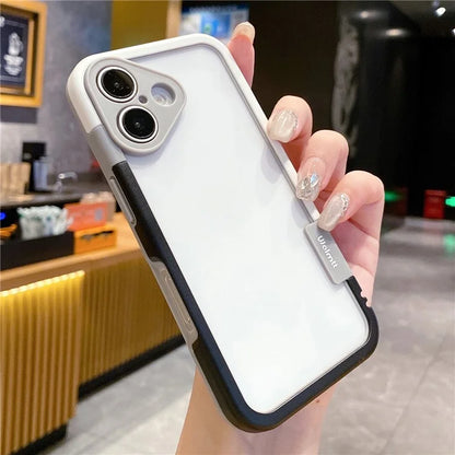 WOLMTT For iPhone 16 Plus Case PC+TPU Transparent Phone Cover Dual Color Frame Aesthetic Design