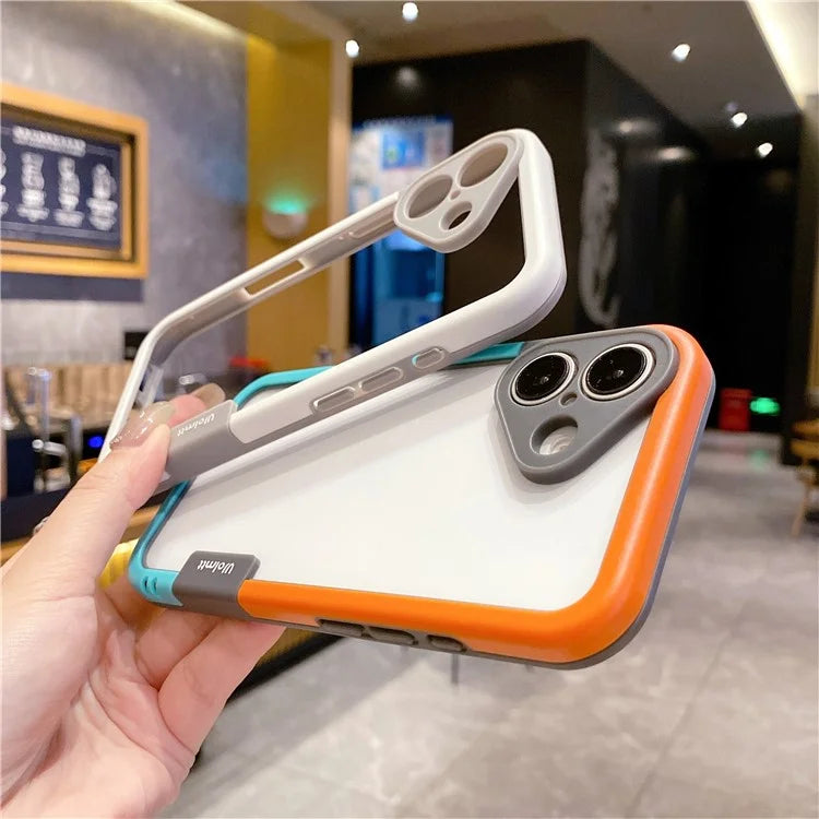 WOLMTT For iPhone 16 Plus Case PC+TPU Transparent Phone Cover Dual Color Frame Aesthetic Design