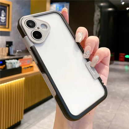WOLMTT For iPhone 16 Plus Case PC+TPU Transparent Phone Cover Dual Color Frame Aesthetic Design
