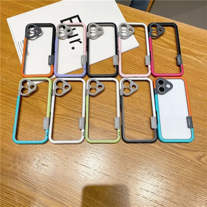 WOLMTT For iPhone 16 Plus Case PC+TPU Transparent Phone Cover Dual Color Frame Aesthetic Design