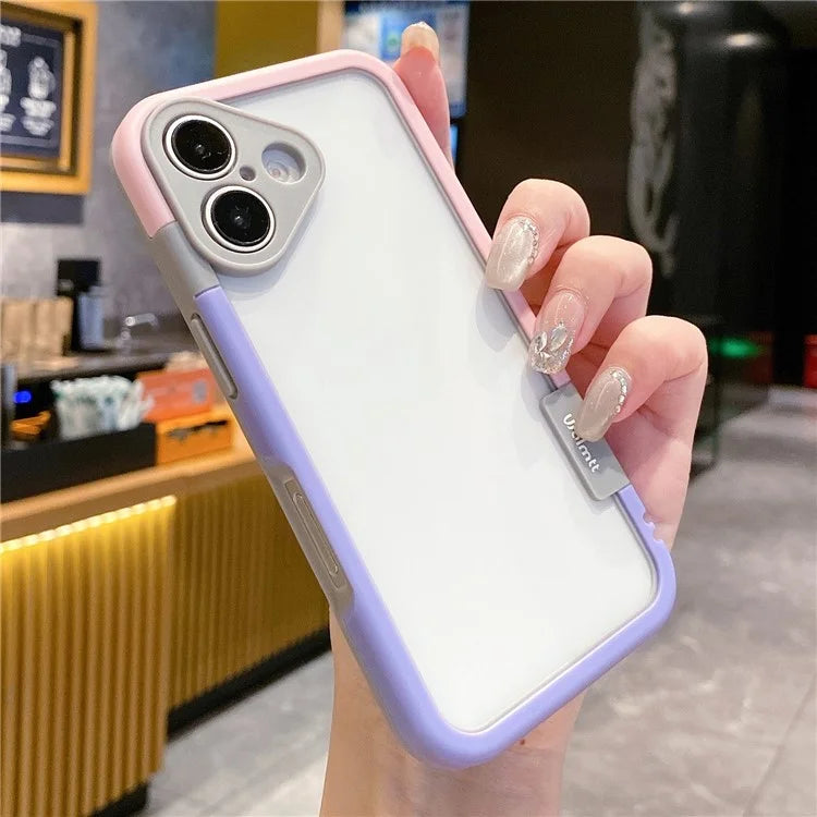 WOLMTT For iPhone 16 Plus Case PC+TPU Transparent Phone Cover Dual Color Frame Aesthetic Design