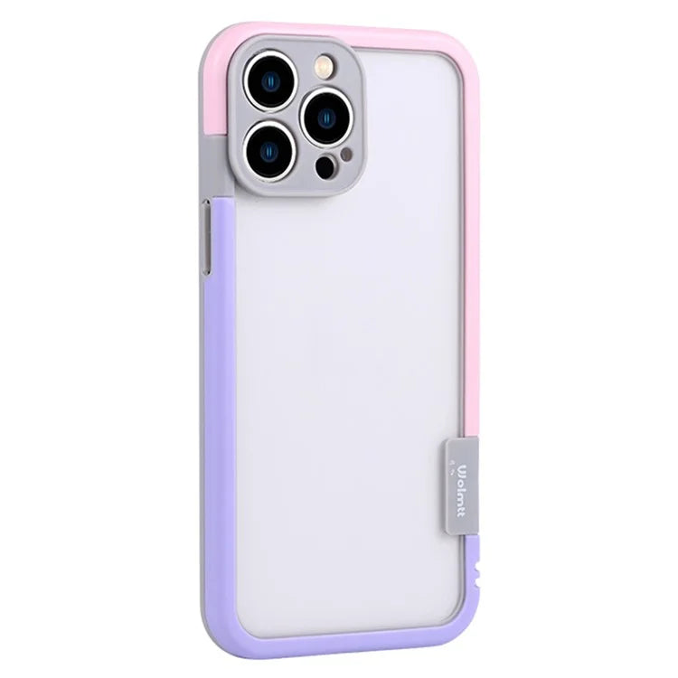 WOLMTT For iPhone 16 Pro Case Color Frame PC+TPU Clear Phone Cover