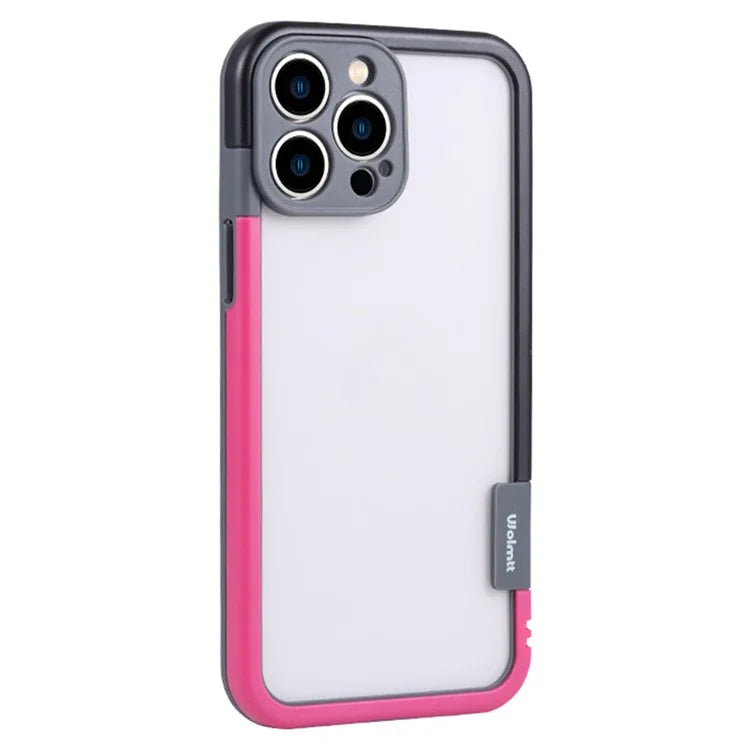 WOLMTT For iPhone 16 Pro Case Color Frame PC+TPU Clear Phone Cover