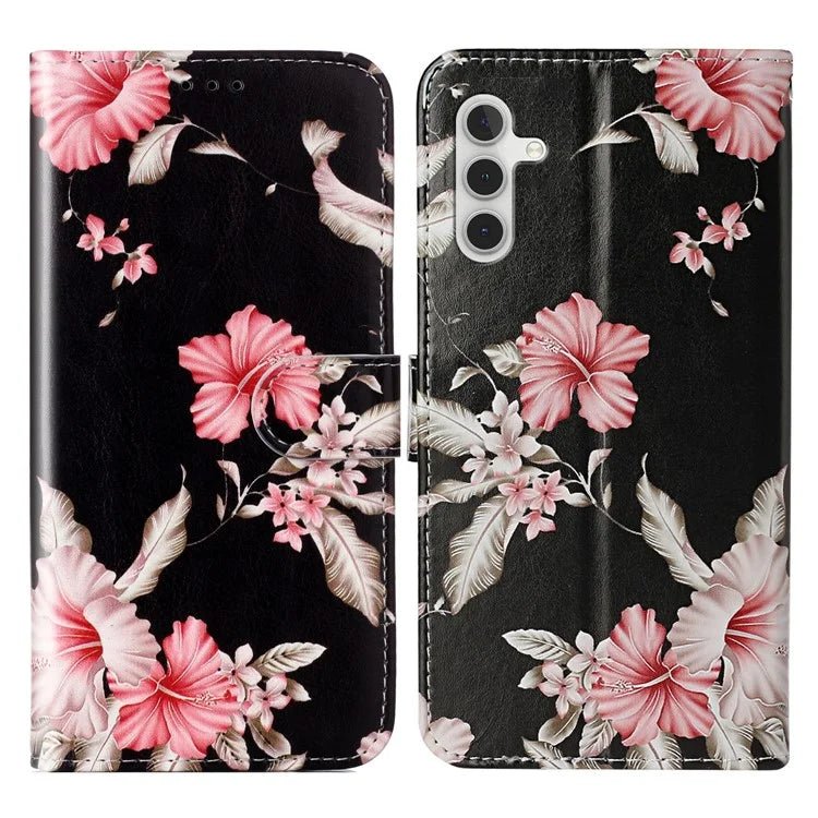 For Samsung Galaxy A55 5G Case Leather Card Slots Viewing Stand Phone Cover Pattern Printed