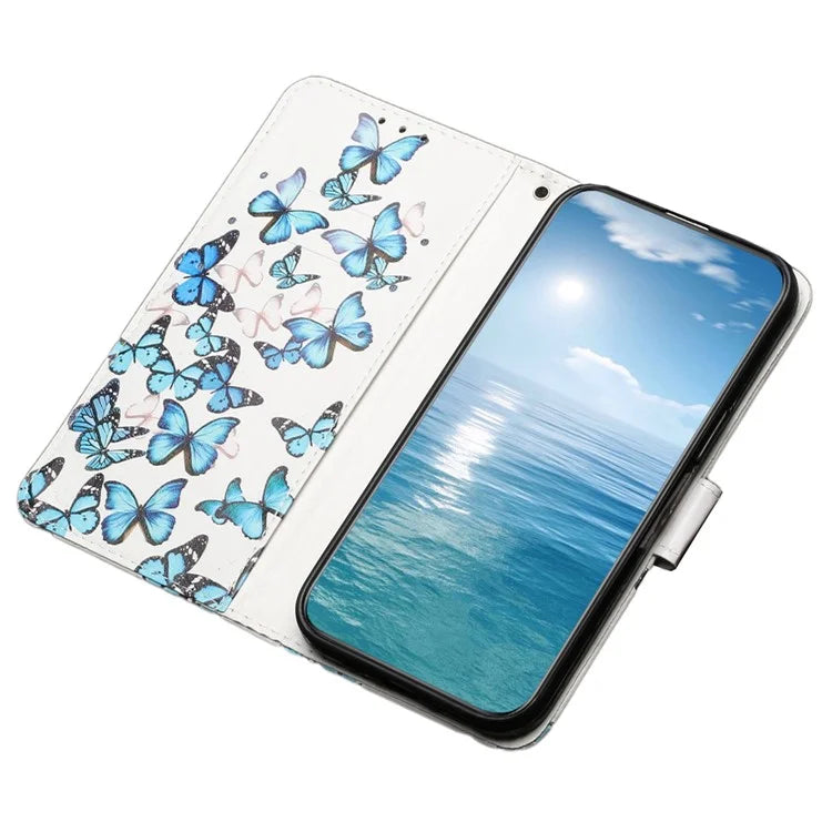 For Samsung Galaxy A55 5G Case Leather Card Slots Viewing Stand Phone Cover Pattern Printed